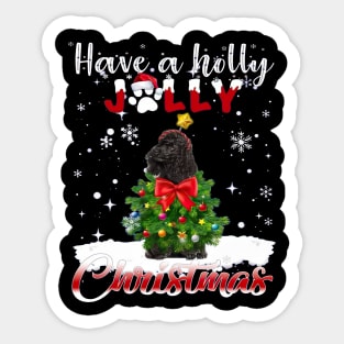 Have A Holly Jolly Christmas Miniature Poodle Dog Xmas Tree Sticker